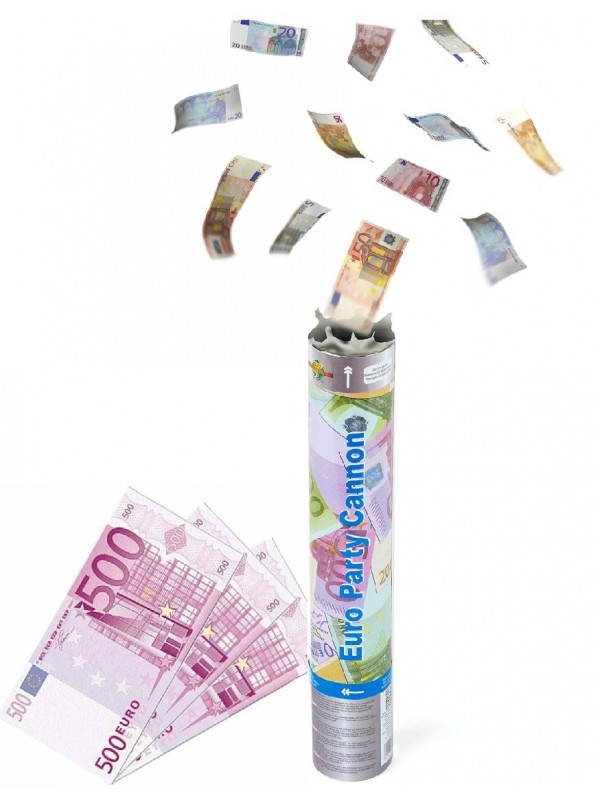 Canon à confettis Faux Billets 500 euros en papier violet 60cm